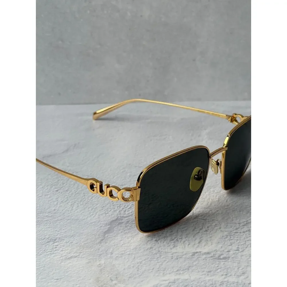 NEW Gucci GG1937S Gold Square Grey Lens Sunglasses $710